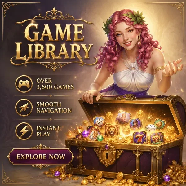 Melody muse découvrant un coffre au trésor débordant de la vaste sélection de jeux de LiraSpin