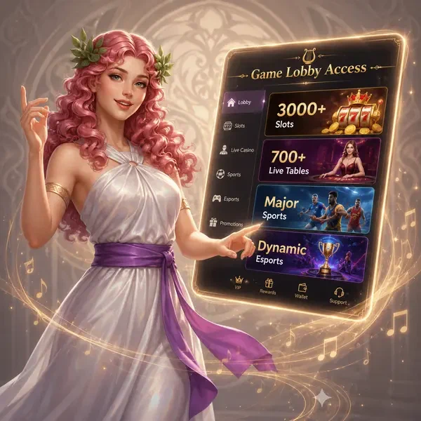 Melody muse guidant la connexion du joueur chez LiraSpin avec accès complet au lobby de jeux